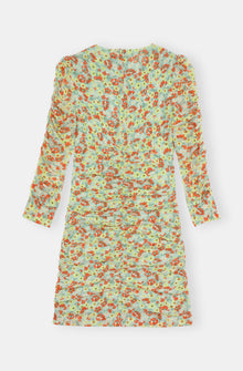 Printed Mesh Mini Dress | Meadow Celadon Green