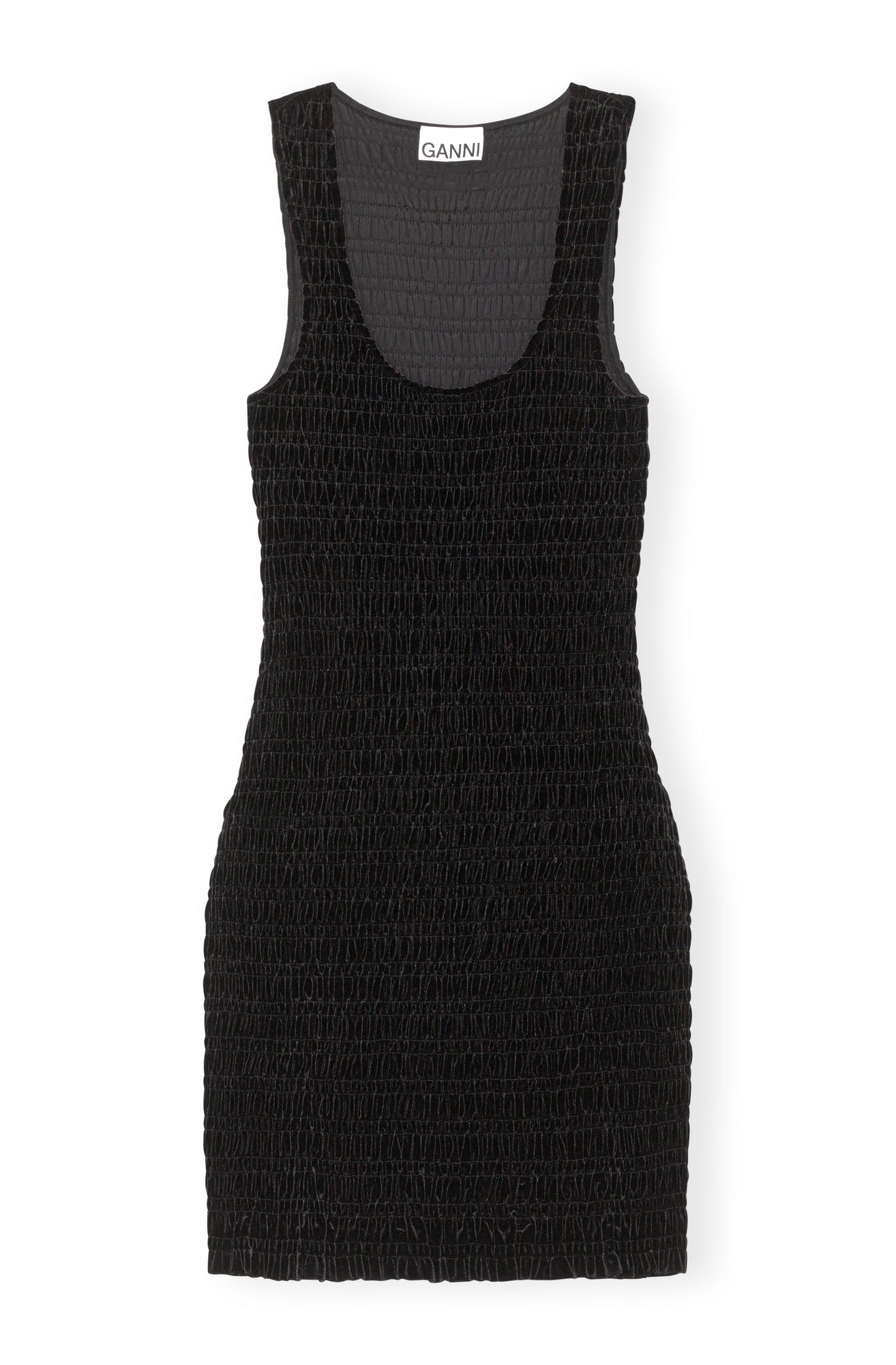 Velvet Jersey Smock Mini Dress | Black