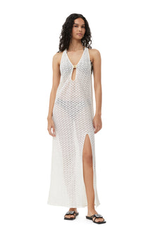 Mesh Lace Maxi Dress | Egret