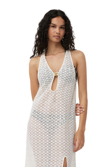 Mesh Lace Maxi Dress | Egret