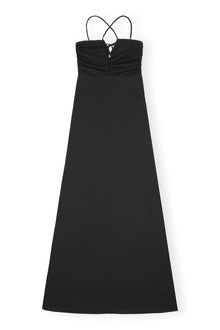 Shiny Crepe Jersey Maxi Dress | Black