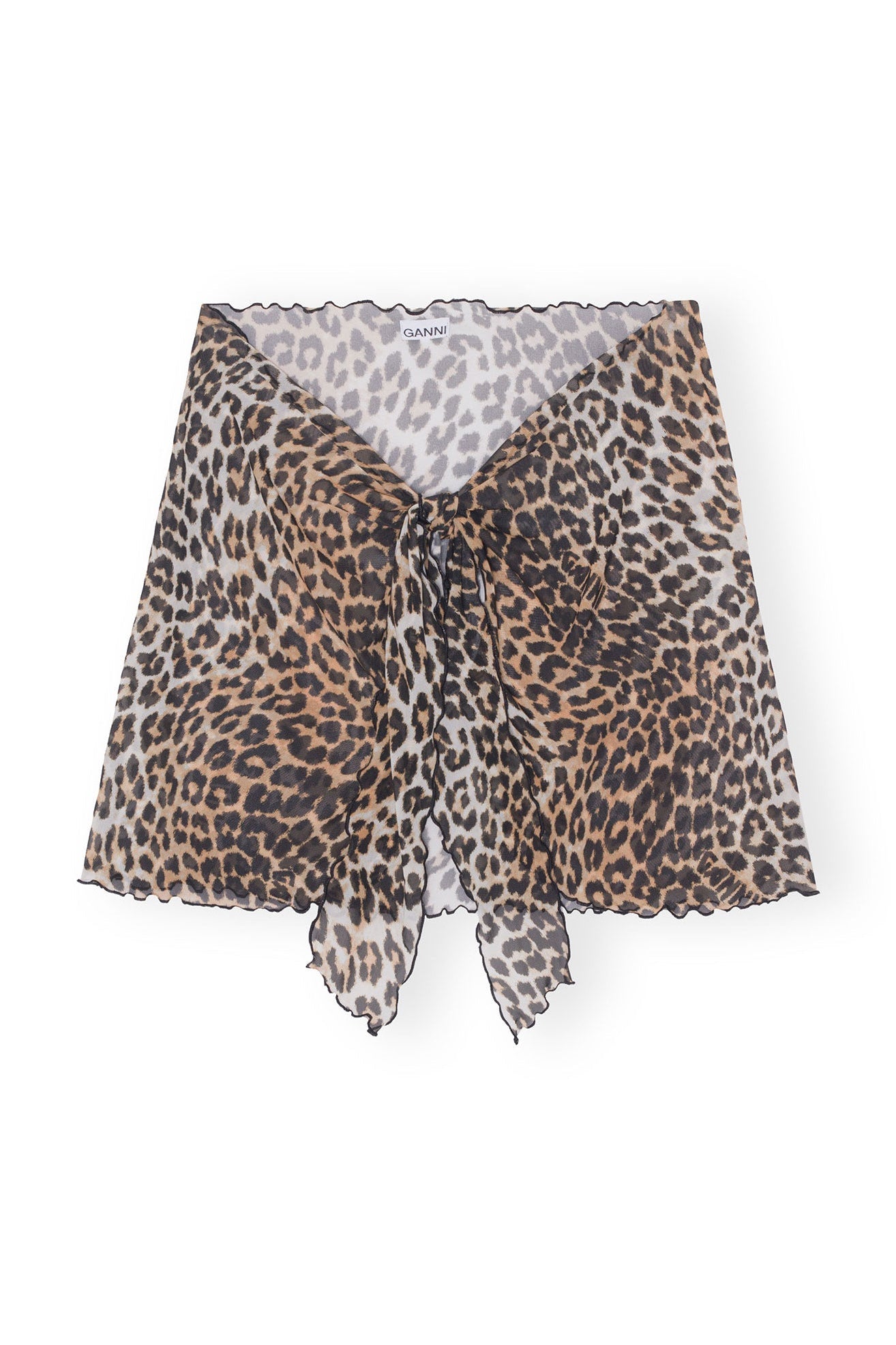Mesh Cover Up Wrap Mini Skirt | Leopard