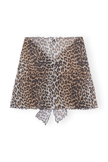Mesh Cover Up Wrap Mini Skirt | Leopard