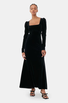 Velvet Jersey Maxi Dress | Black