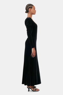 Velvet Jersey Maxi Dress | Black
