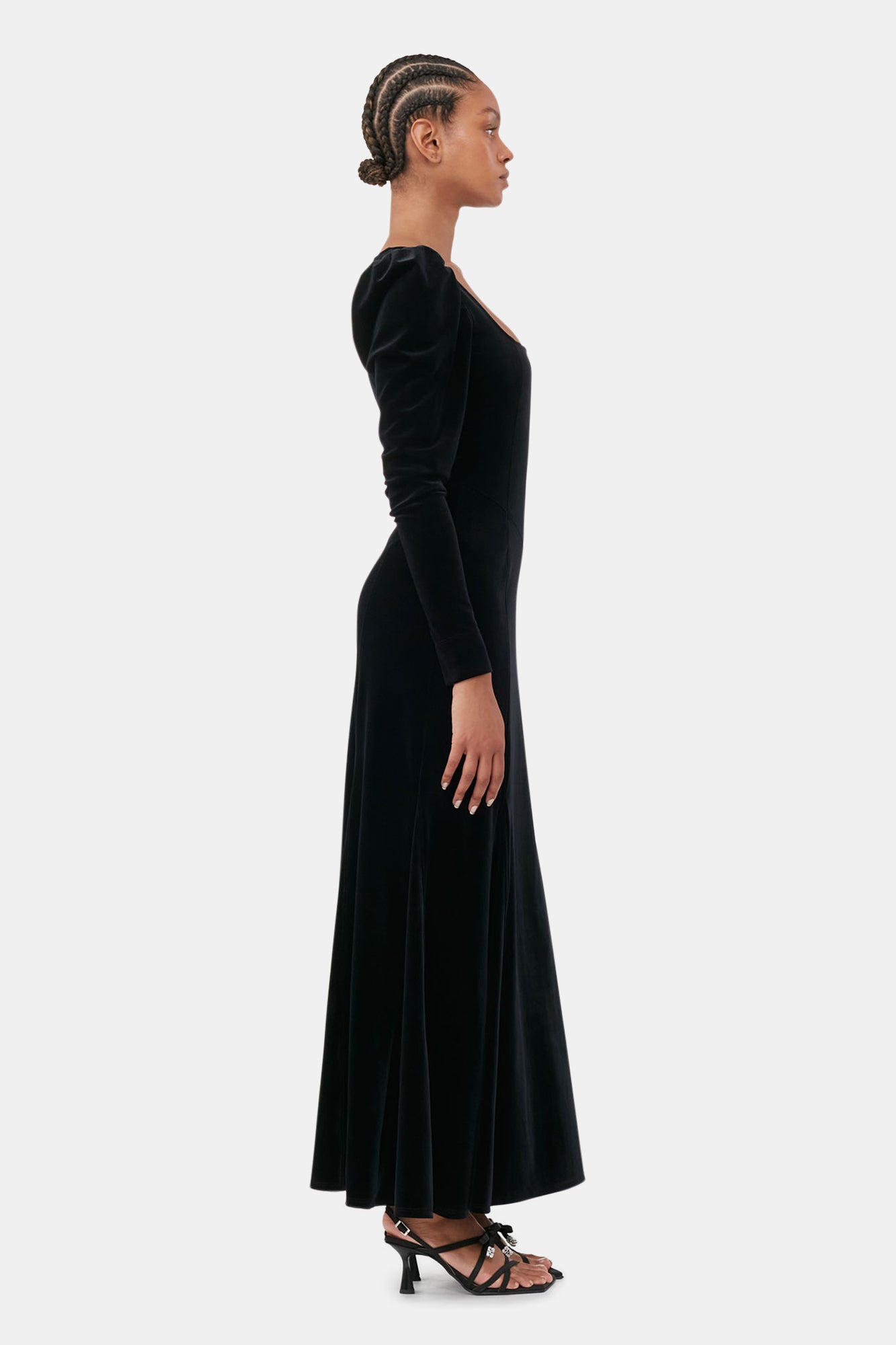 Velvet Jersey Maxi Dress | Black