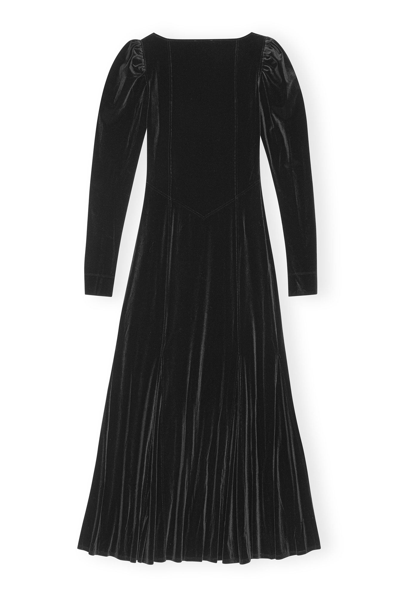 Velvet Jersey Puff Sleeve Maxi Dress | Black