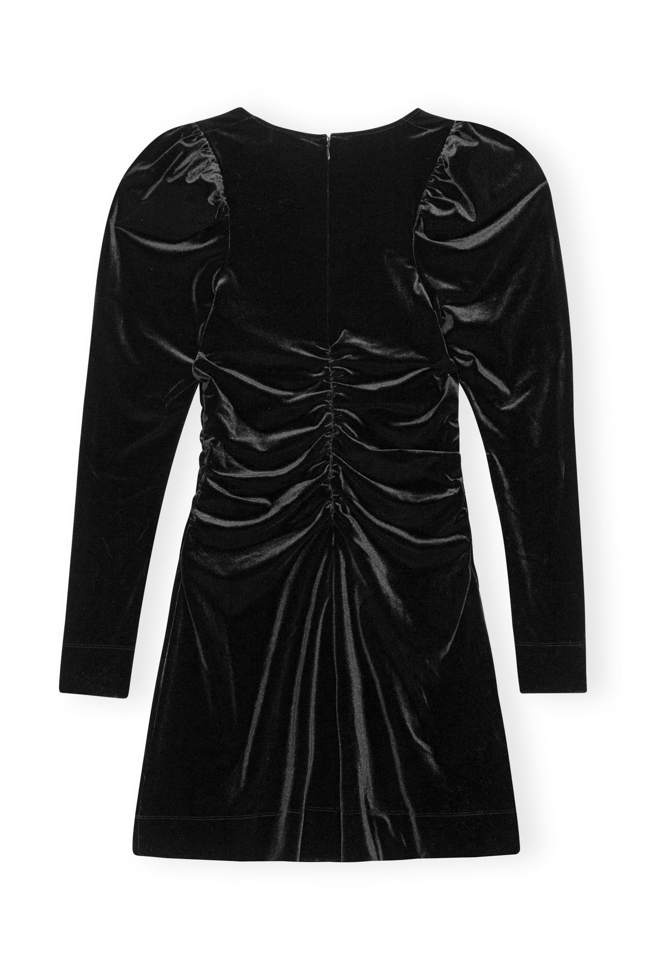 Velvet Jersey Gathered Mini Dress | Black