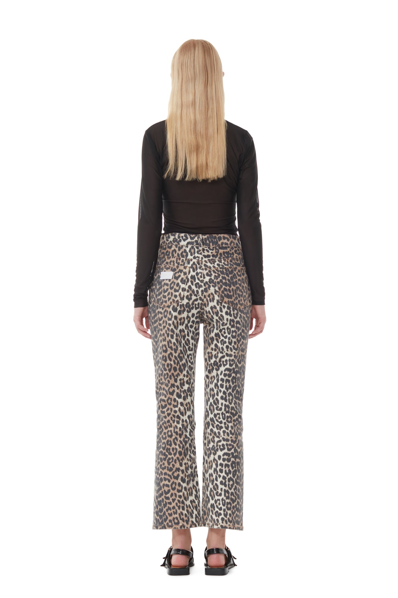 Mesh Long-sleeve Roll Neck Blouse | Black