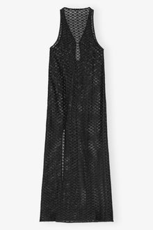 Mesh Lace Long Dress | Black