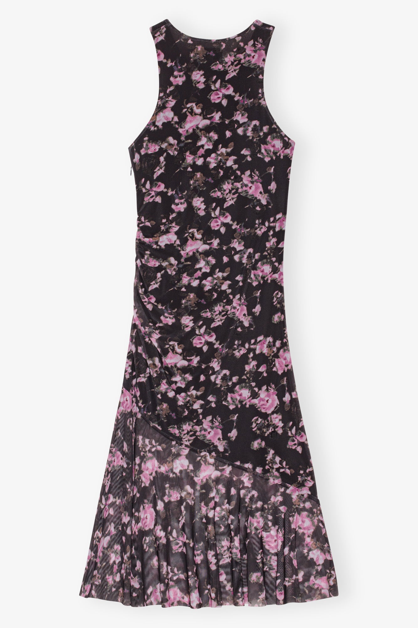 Floral Printed Mesh Sleeveless Midi Dress | Phantom