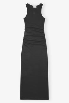 Soft Cotton Rib Tank Top Long Dress | Black