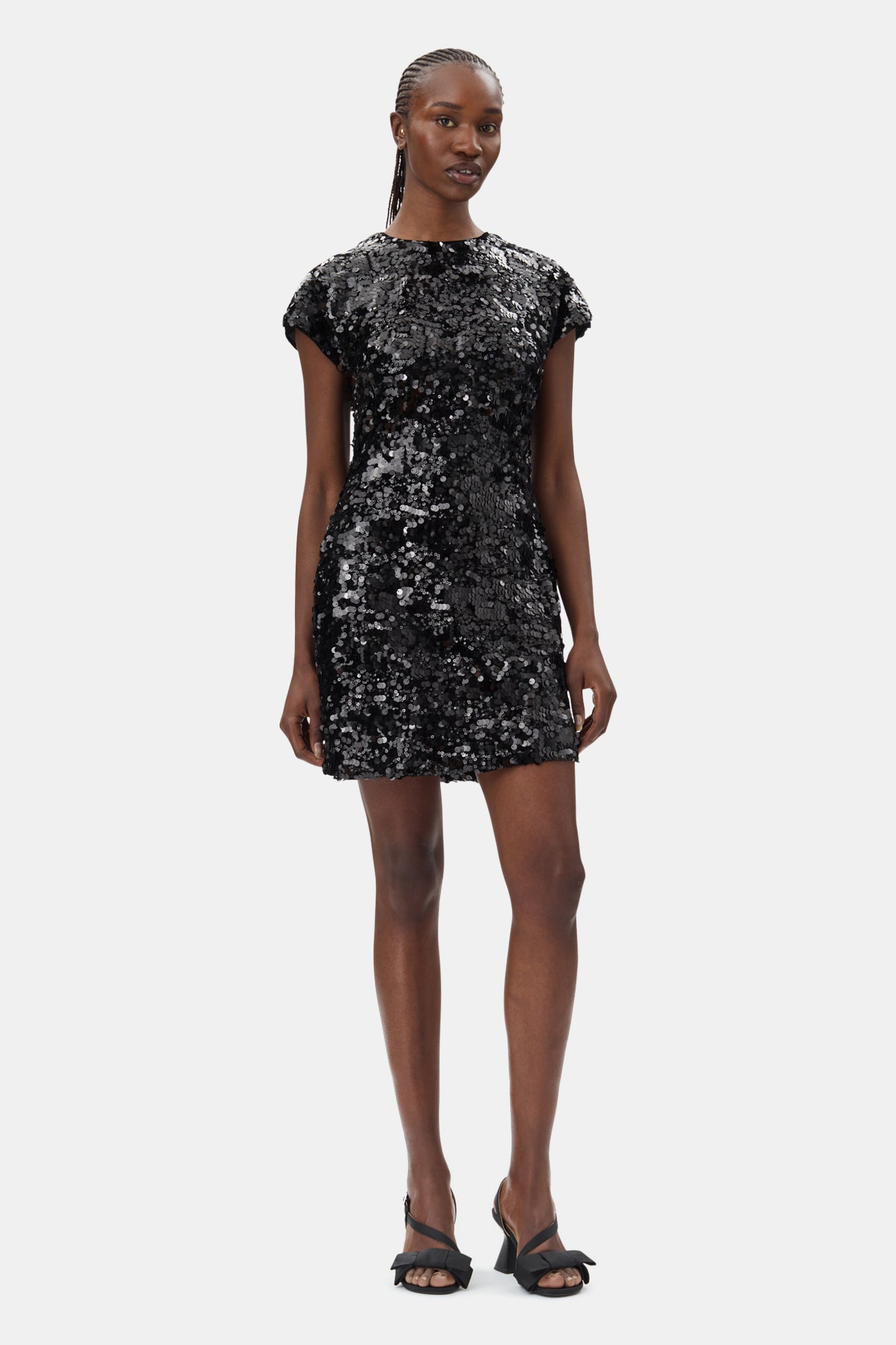 Velvet Sequins Mini Dress | Black