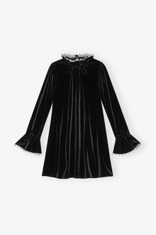 Velvet Jersey A-Line Mini Dress | Black