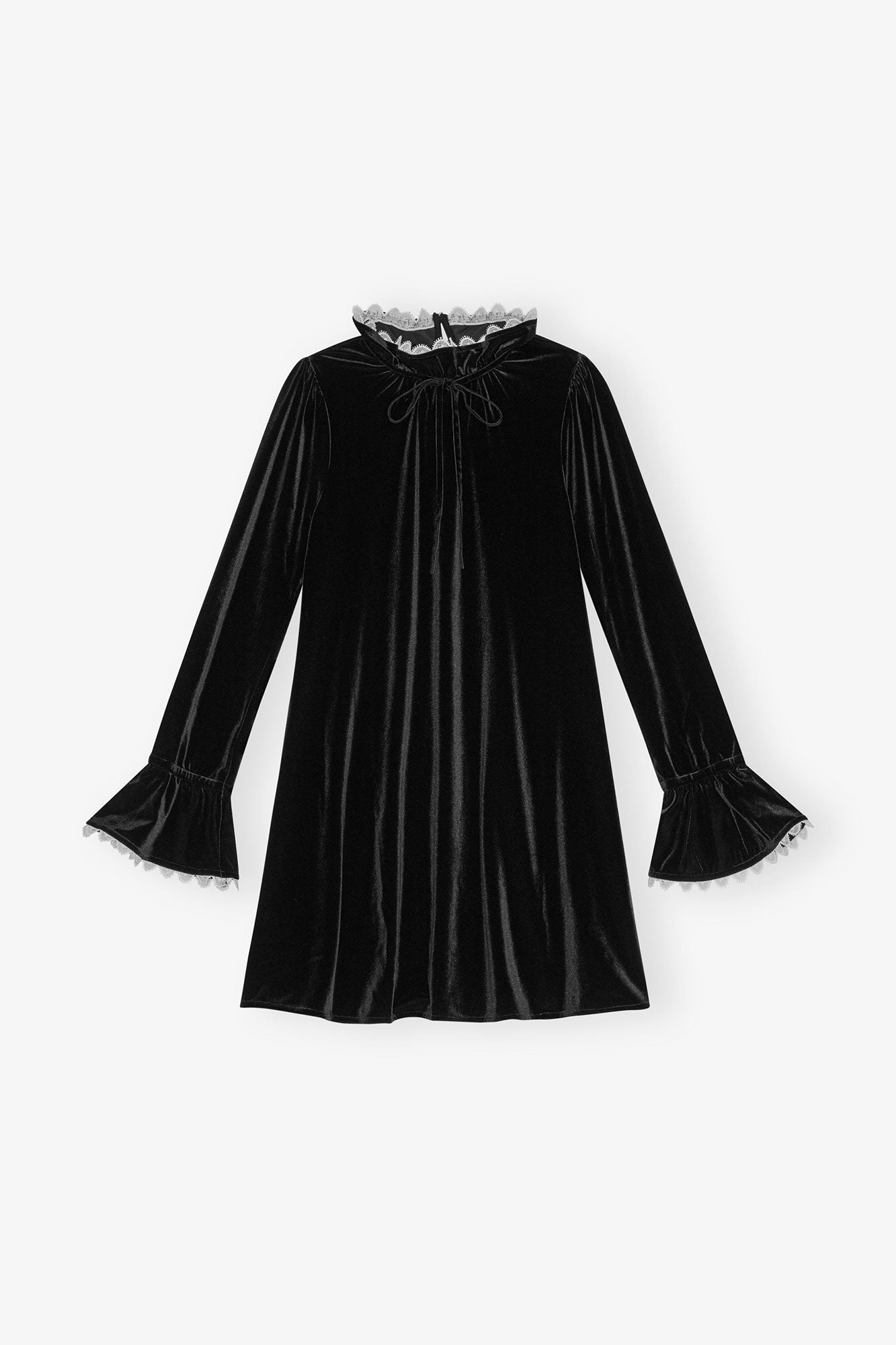 Velvet Jersey A-Line Mini Dress | Black