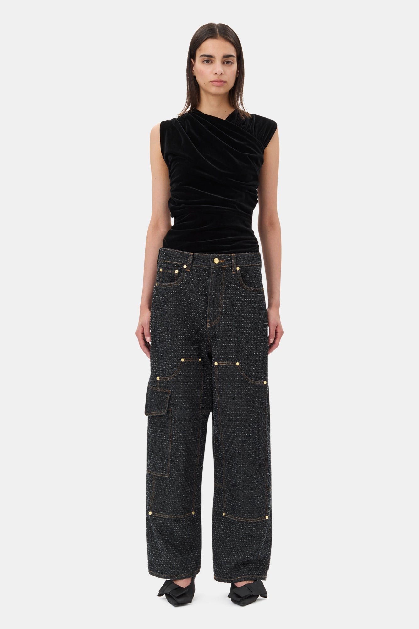 Velvet Ruched Top | Black