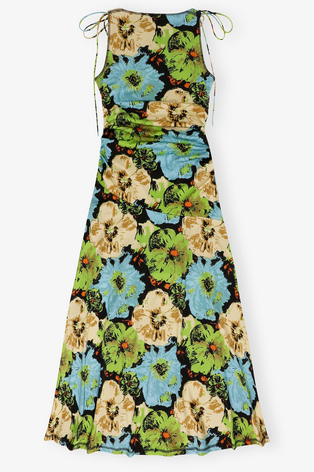 Floral Lycra Jersey Gathered Dress | Multicolor