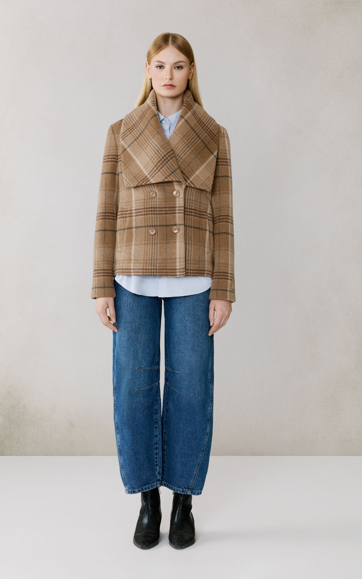 Tala-P Double Breasted Coat In Wool | Teak