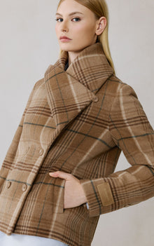 Tala-P Double Breasted Coat In Wool | Teak