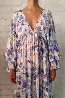 Hemant & Nandita | Tara Floral Print Long Dress | Blue
