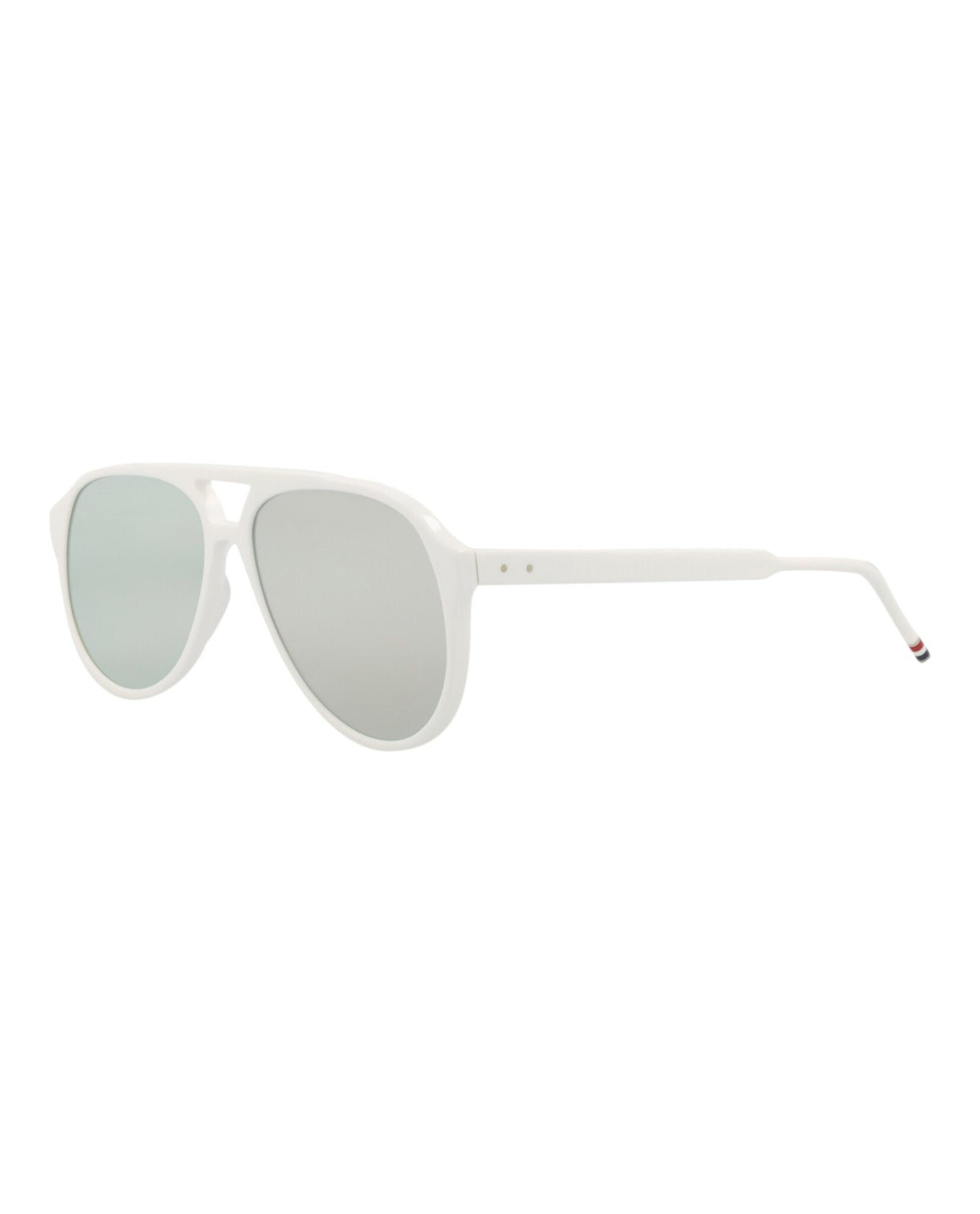 Thom Browne Aviator Acetate Sunglasses | White