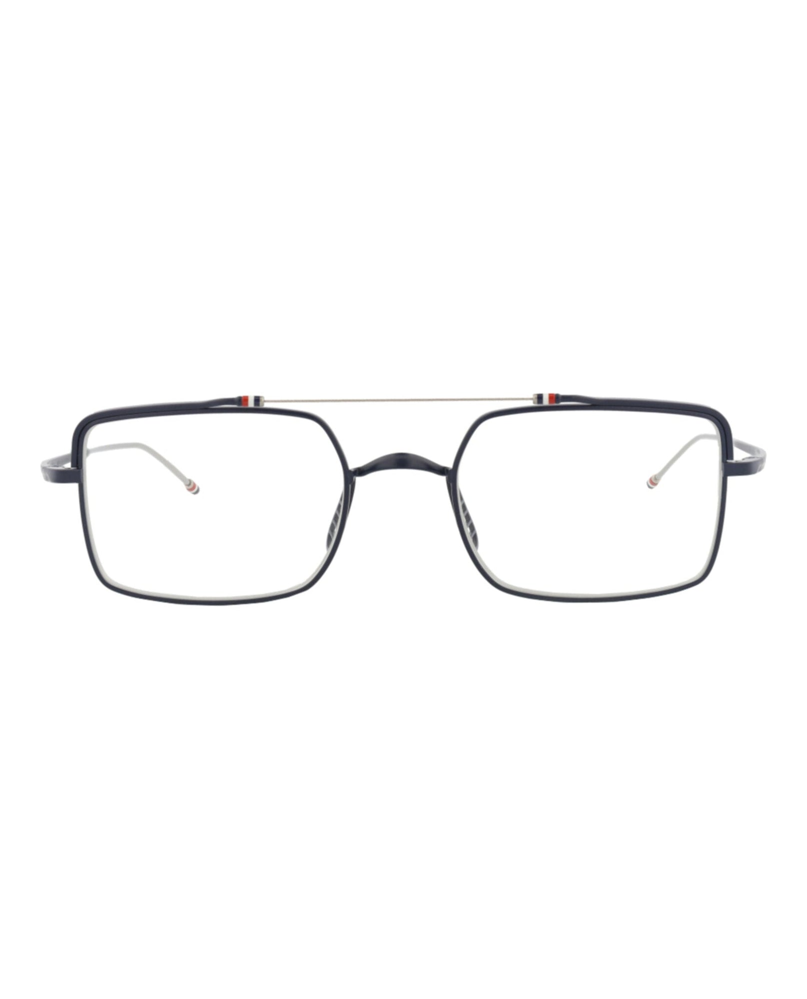 Thom Browne Square Metal Optical Frames | Navy/Silver