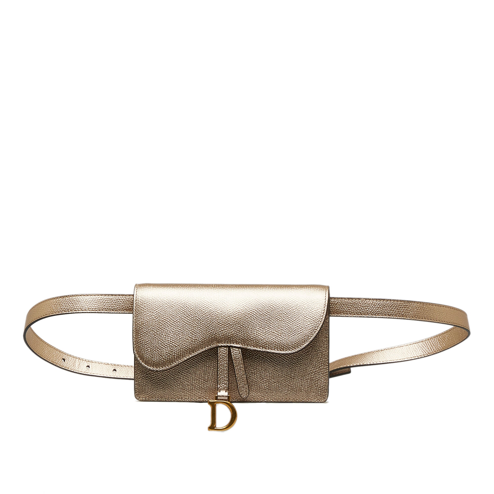 Dior | Pre-Owned Leather Saddle Belt Pouch | Gold