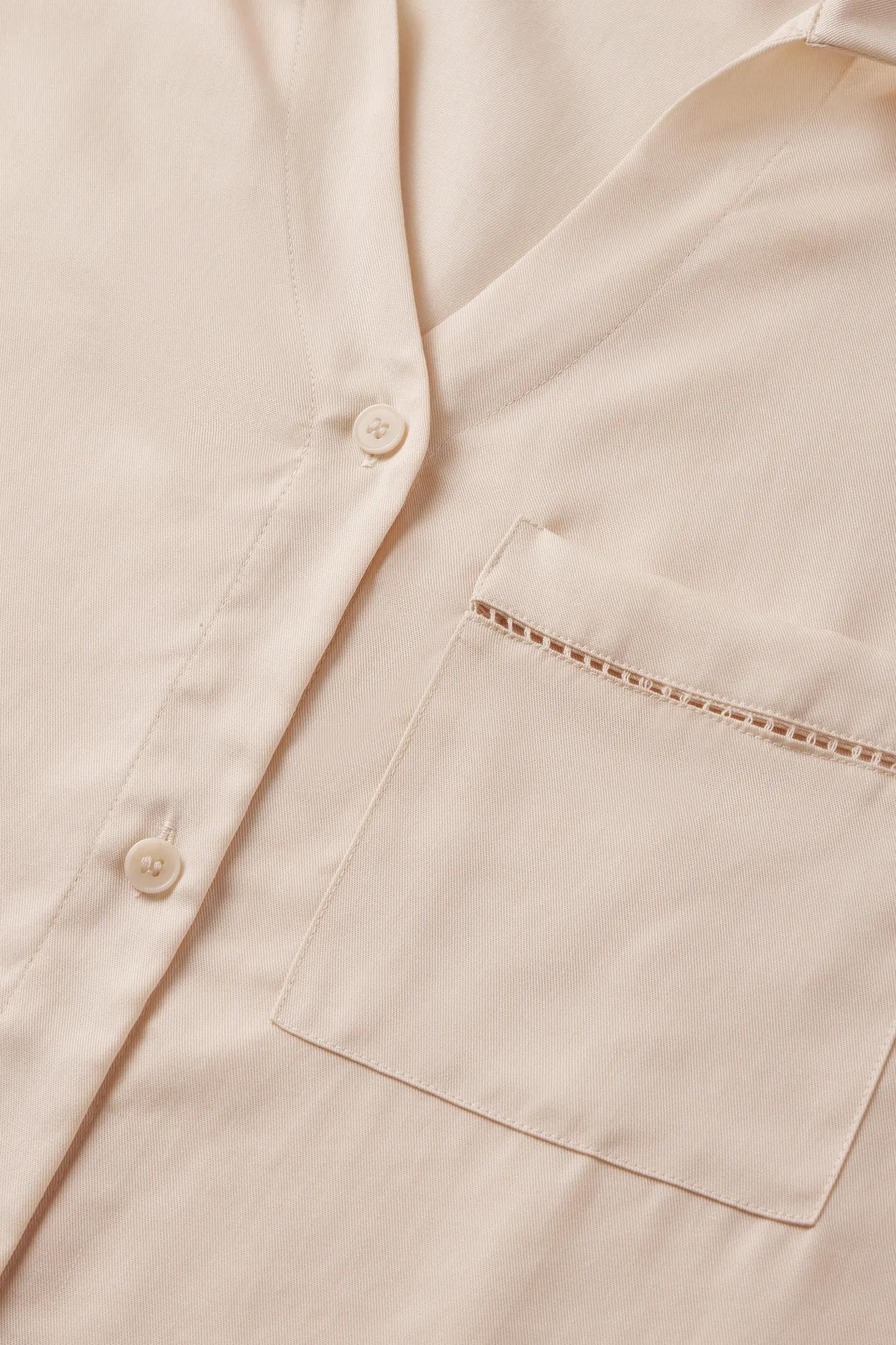 Tencel Woven Relaxed Button Front Top | Whitecap Grey