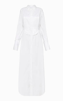 Tendril Bib Shirt Dress | White