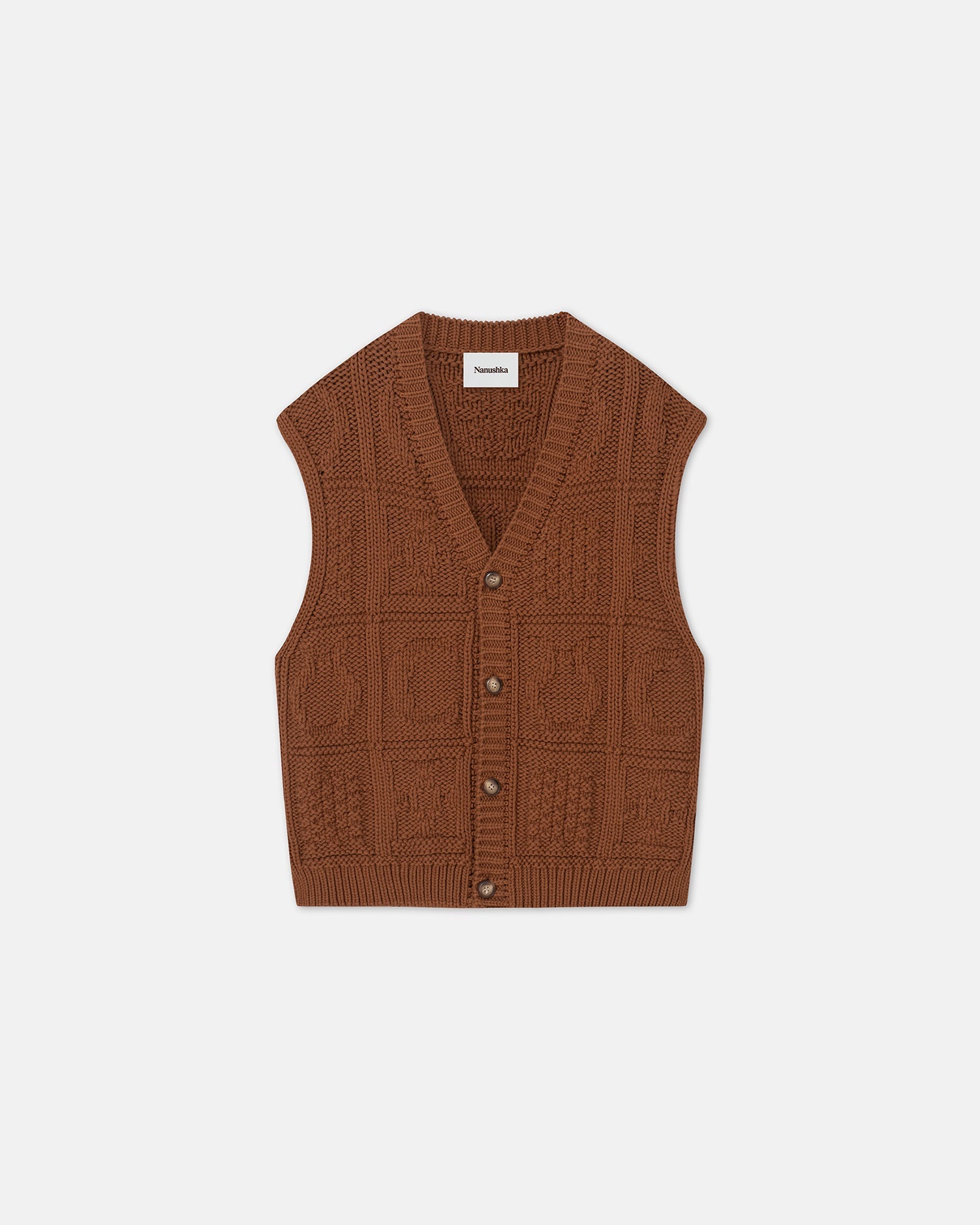 Unisex | Terence Cable-Knit Cotton-Blend Vest | Brown