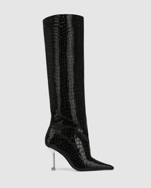 Womens | Texas Croc Patent Leather Boot | Black