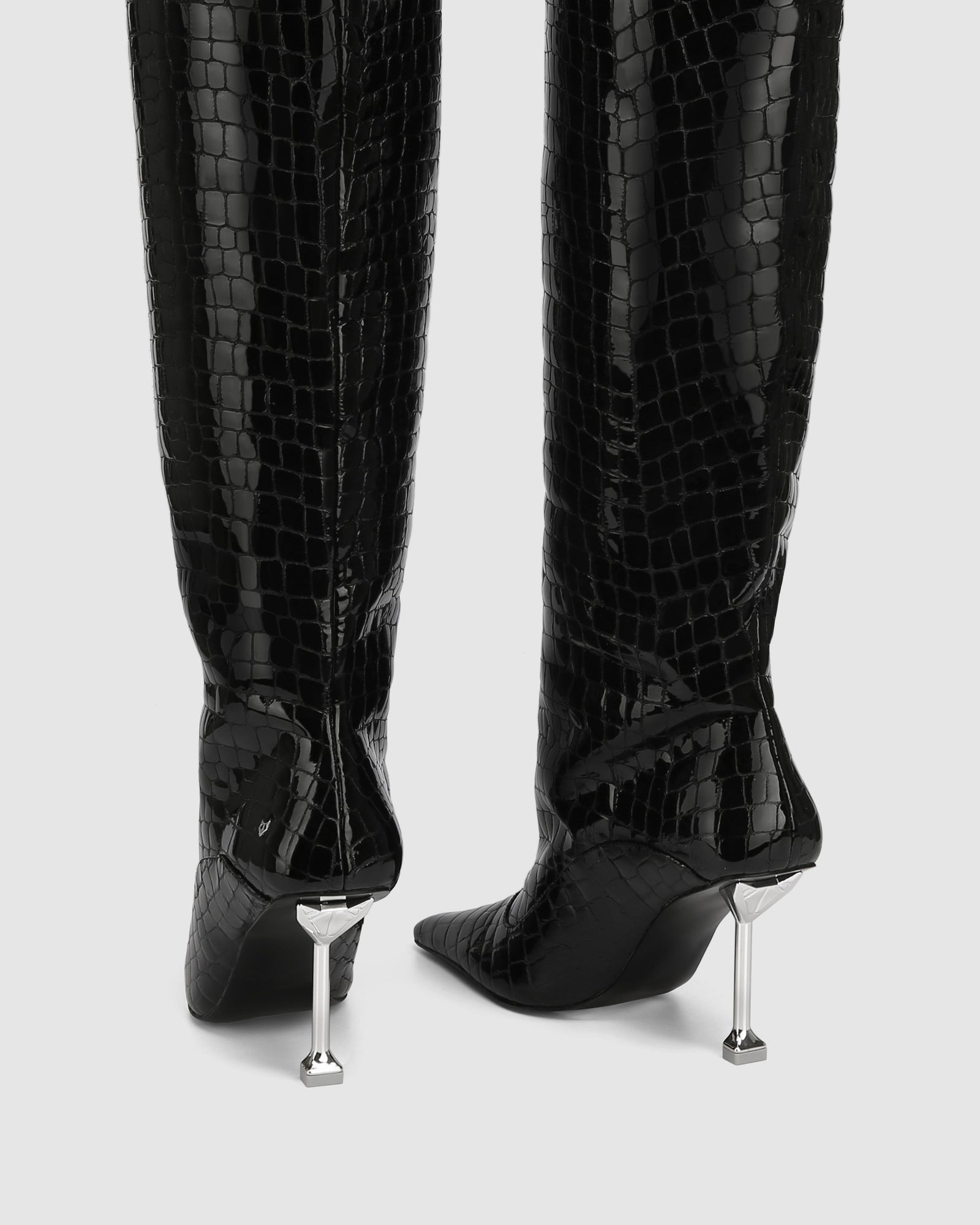 Womens | Texas Croc Patent Leather Boot | Black