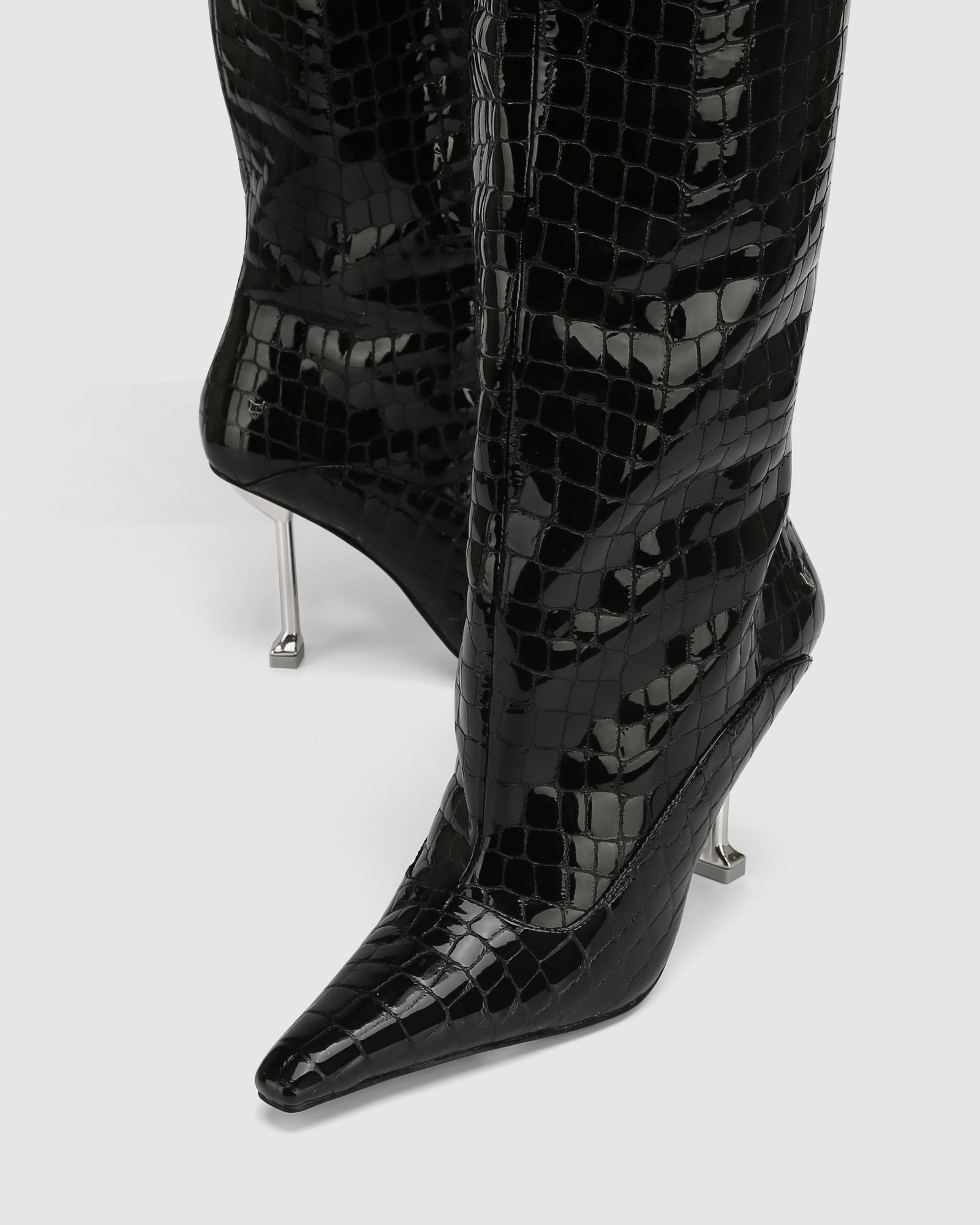 Womens | Texas Croc Patent Leather Boot | Black
