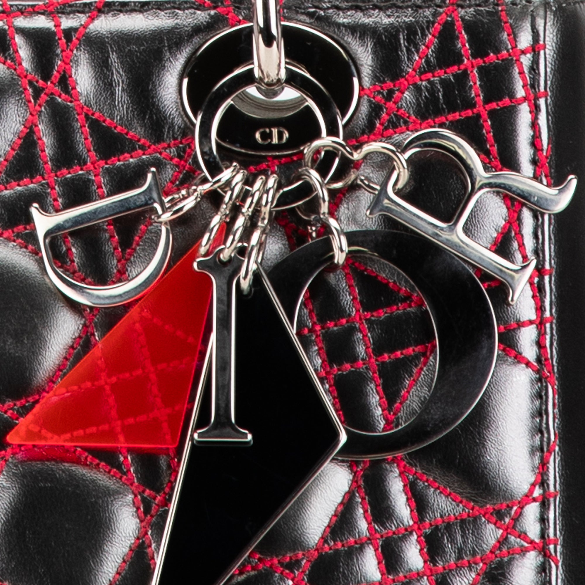 Dior | Pre-Owned Anselm Reyle Medium Metallic Lambskin Cannage Lady - II | Gray/Dark Gray