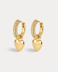 Puffy Heart Huggies | Cubic Zirconia | Gold
