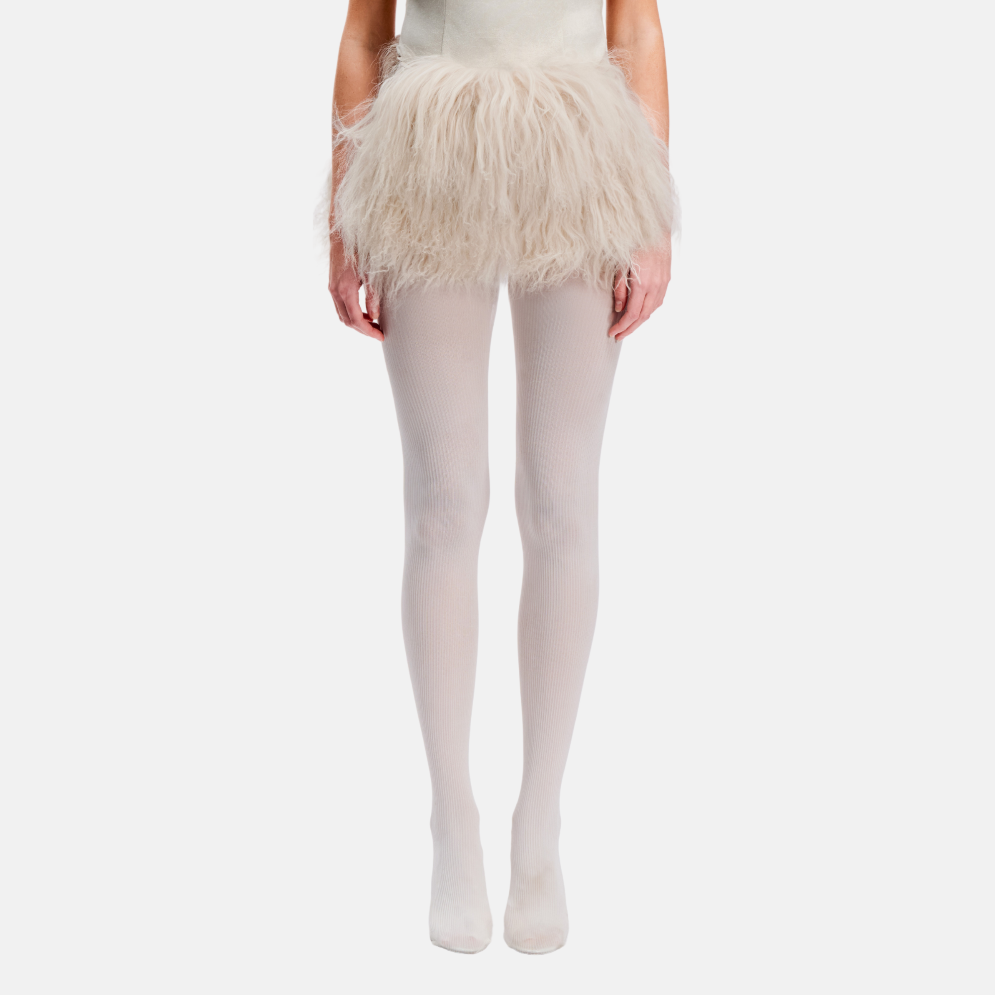 OW Collection THEA Fur Mini Skirt Skirt 196 - Light Tan