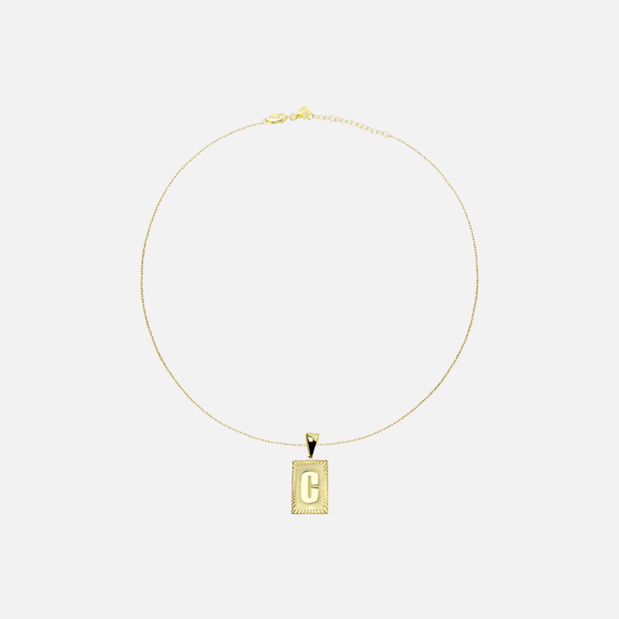 The Block Embossed Initial Pendant Necklace | Gold Vermeil