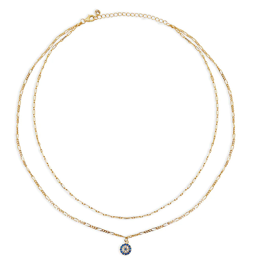 The Figaro Evil Eye Layering Necklace | 18KT Gold Vermeil