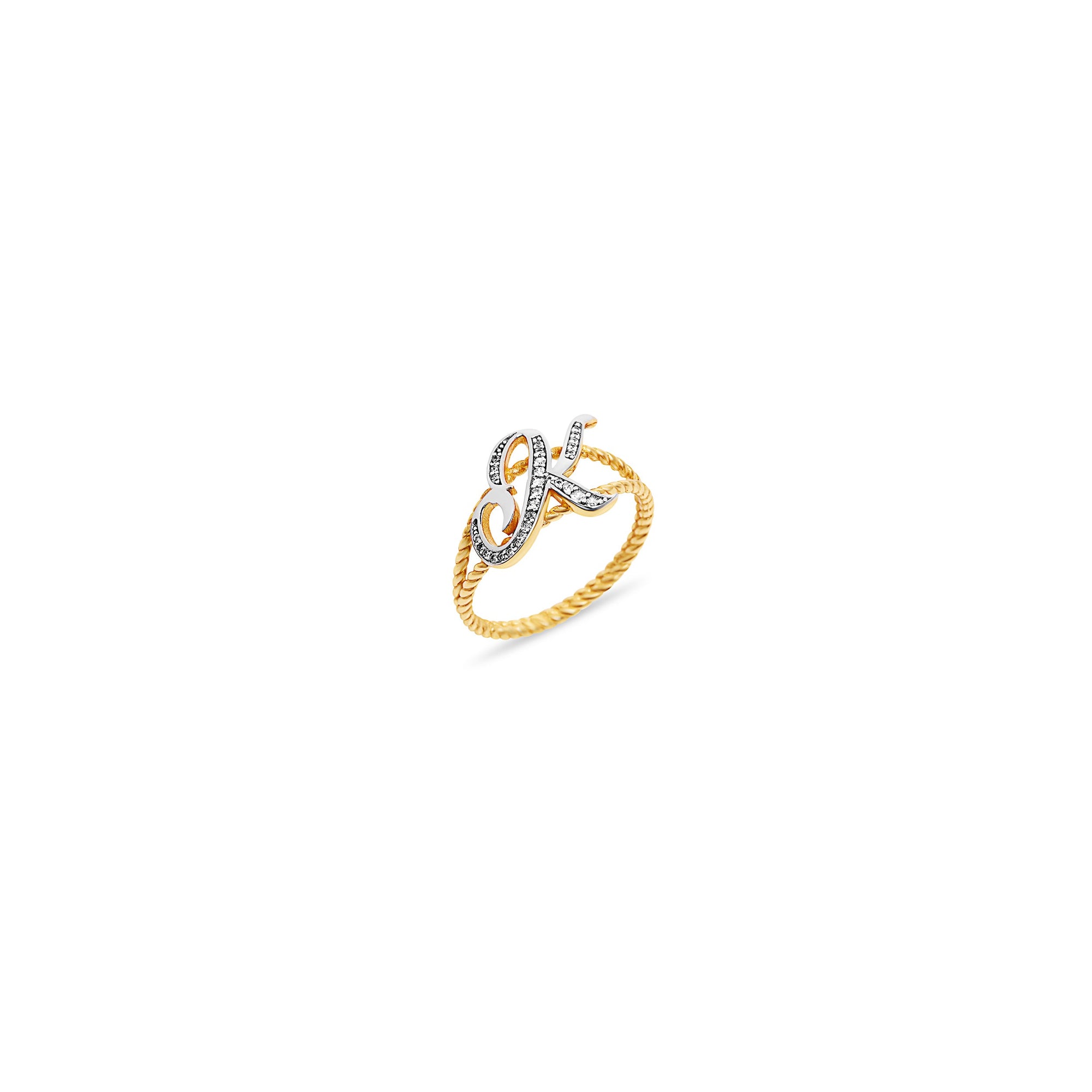 script initial letter k rope ring