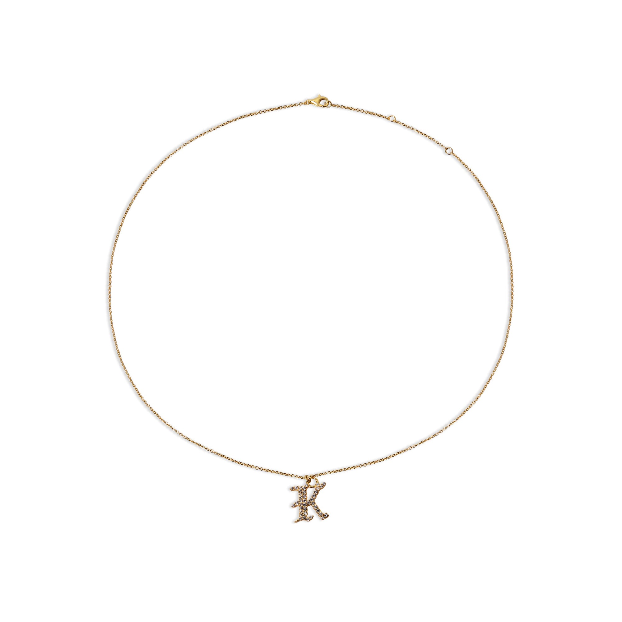 pave old english initial letter K necklace