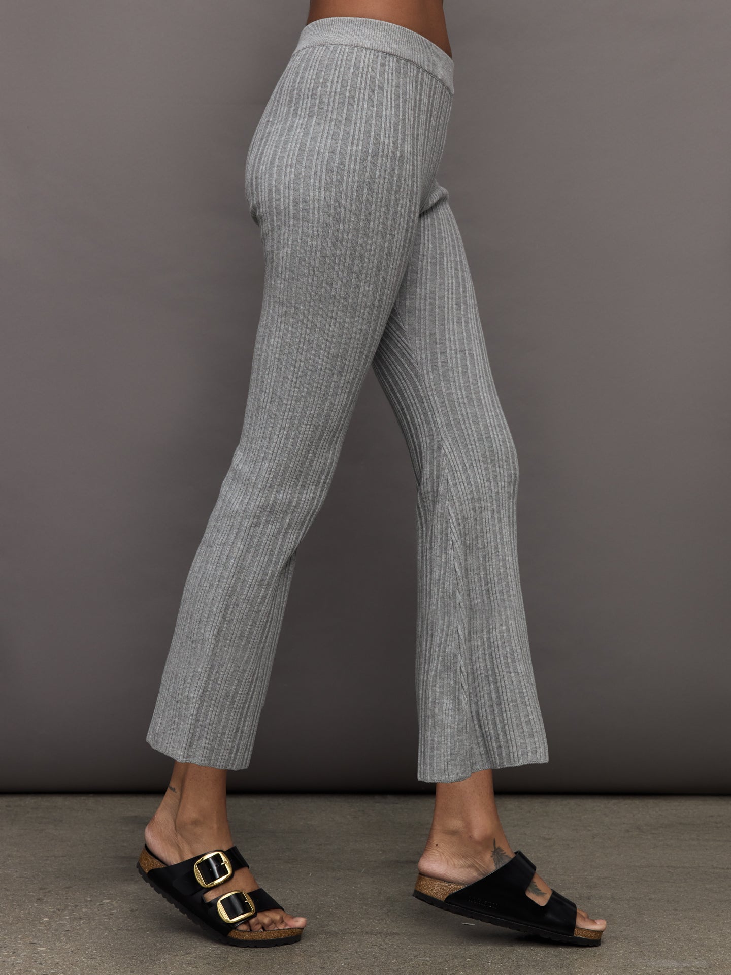 Pallas Rib Knit Bootcut Pant | Heather Grey