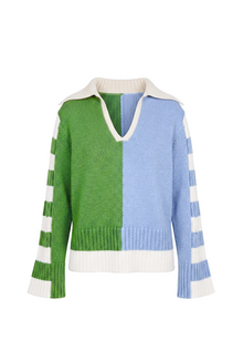Jack Sweater Colorblock | Turtle Green / Blue Lagoon