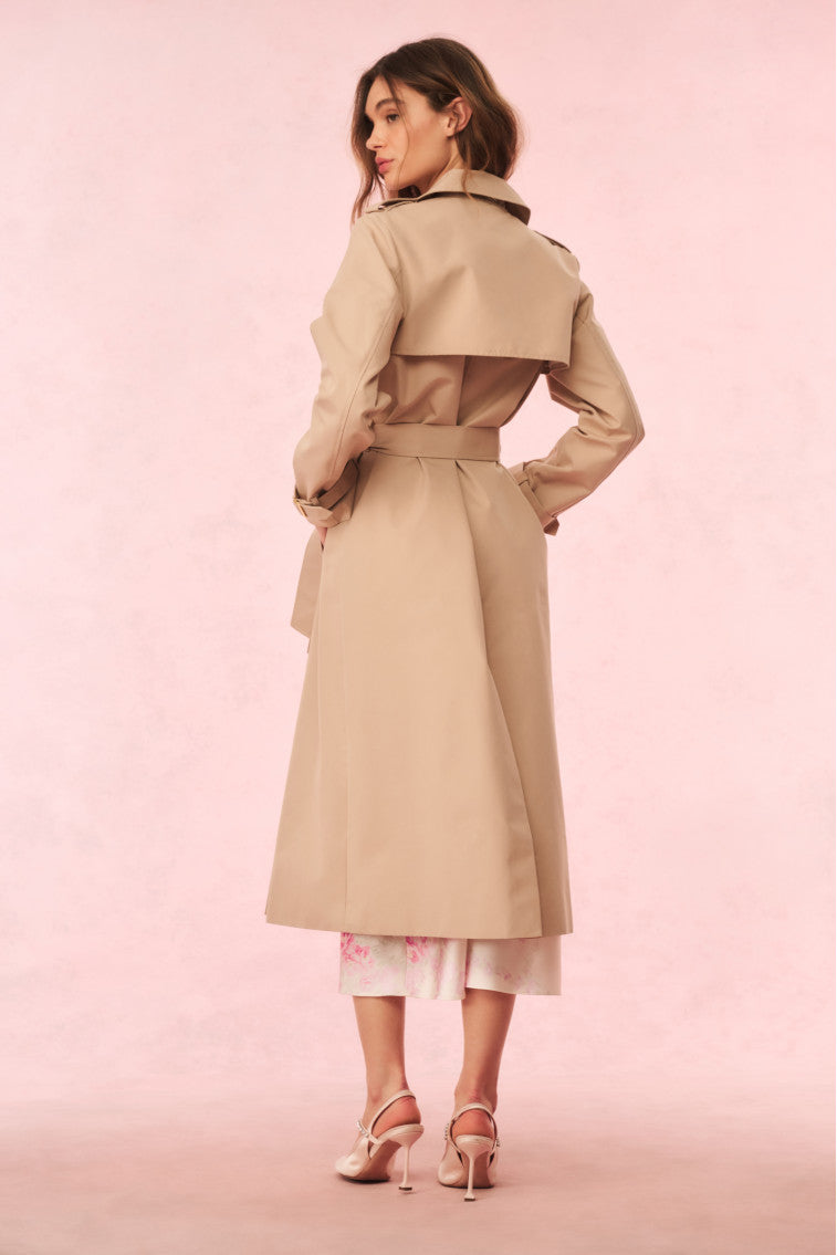 Thiel Bow-Embroidered Trench Coat | Toffee Nude