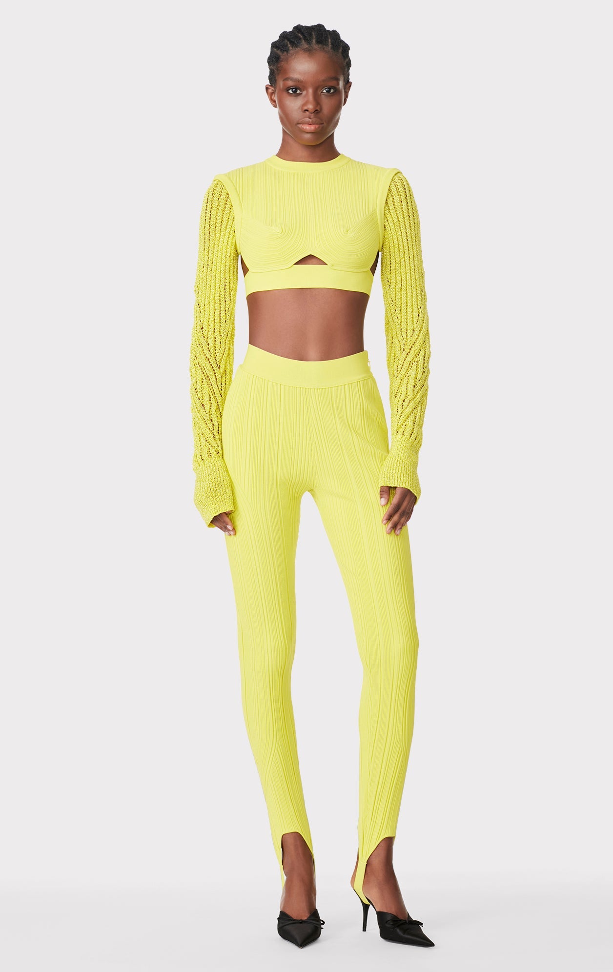 Variegated Rib Stirrup Leggings | Chartreuse