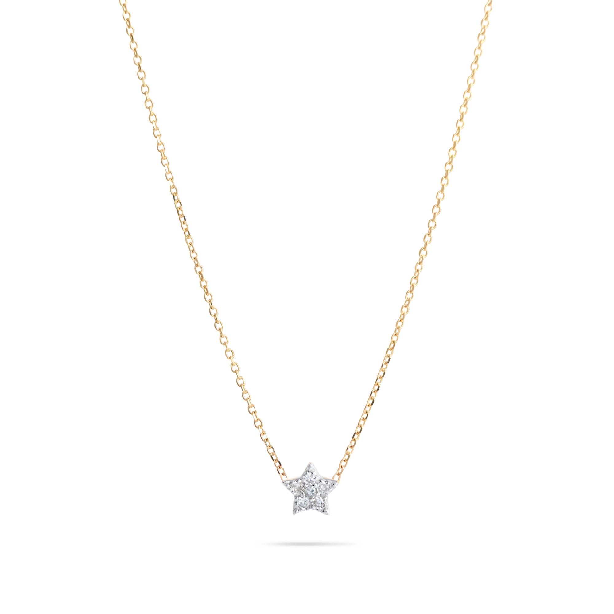 Tiny Pave Diamond Star Necklace | 10K Yellow Gold