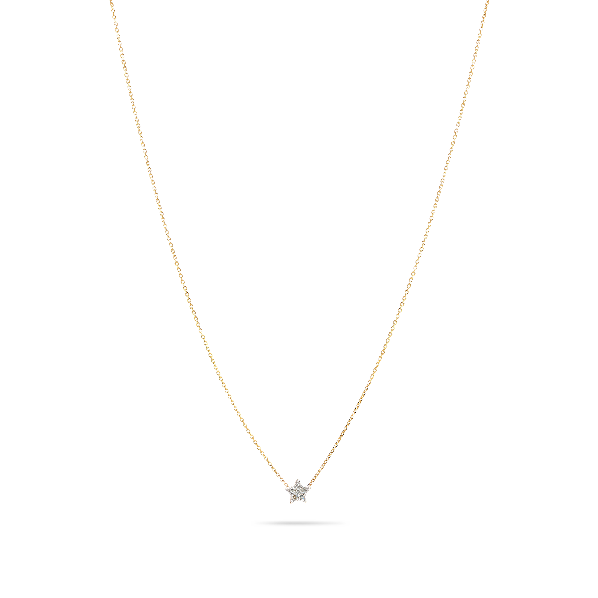 Tiny Pave Diamond Star Necklace | 10K Yellow Gold
