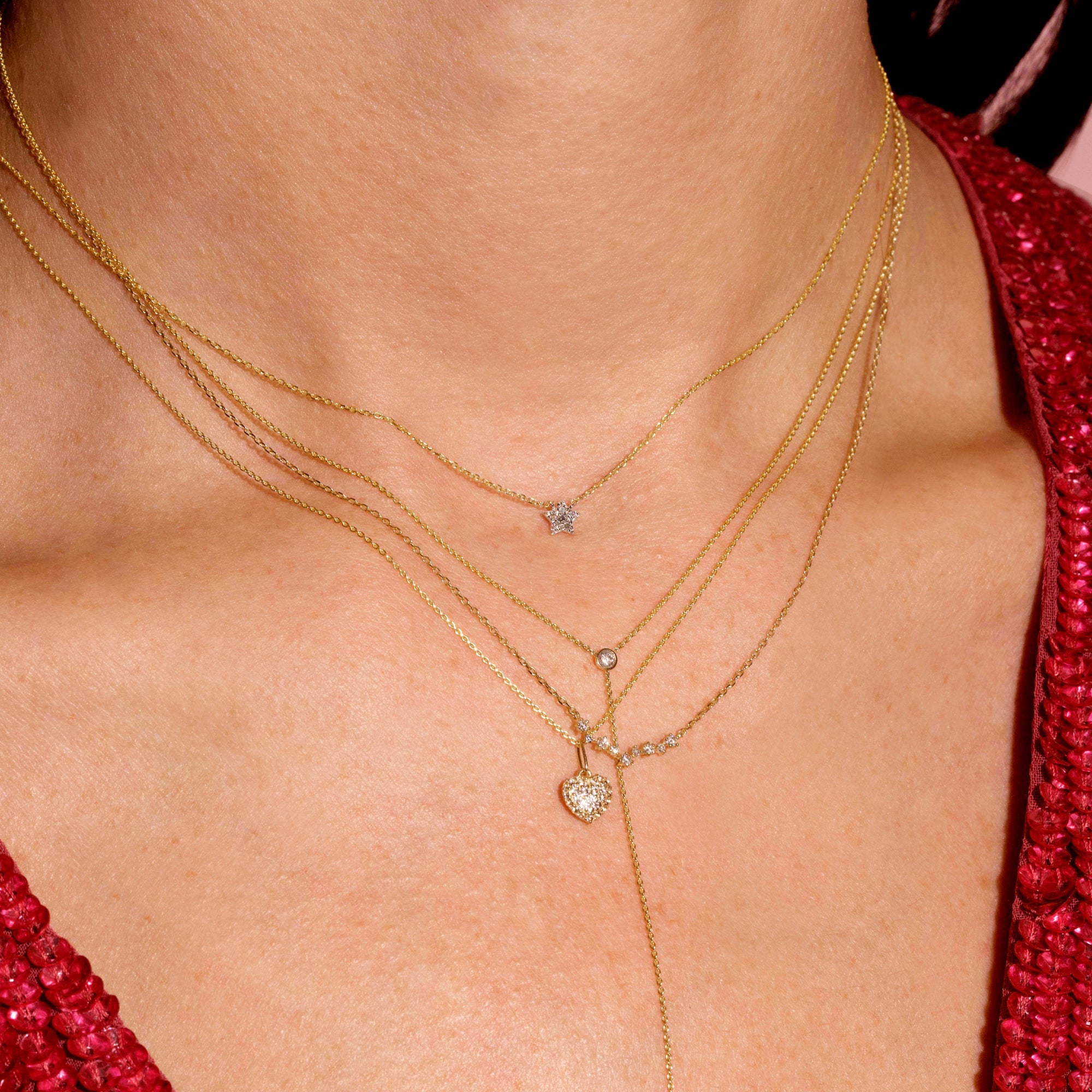 Tiny Pave Diamond Star Necklace | 10K Yellow Gold
