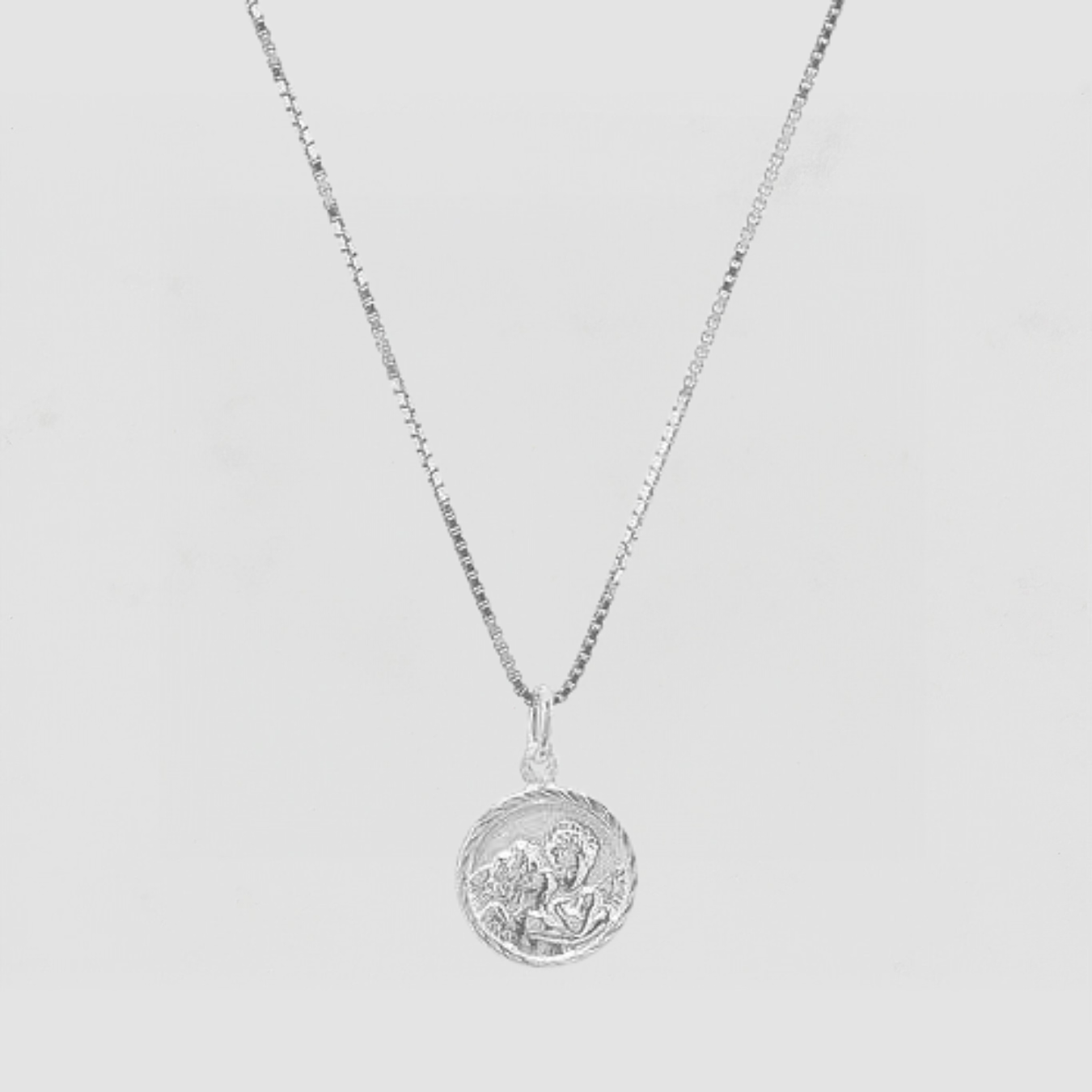 The Tiny Round Disc Angel Necklace | Sterling Silver