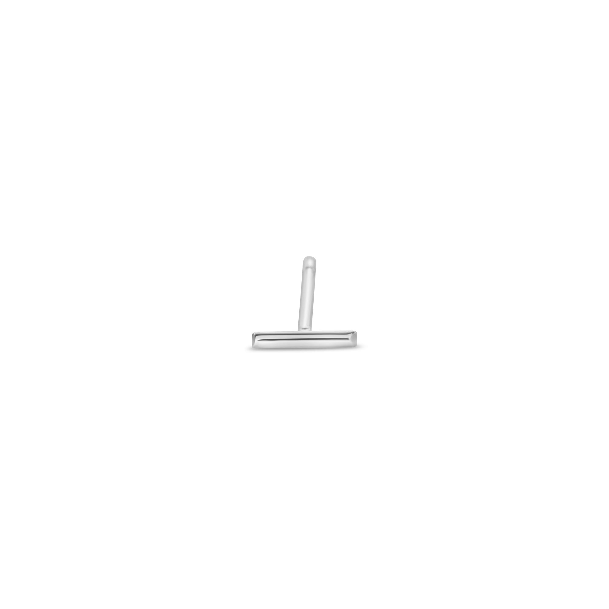 Single | Tiny Bar Stud Earring | 10K White Gold