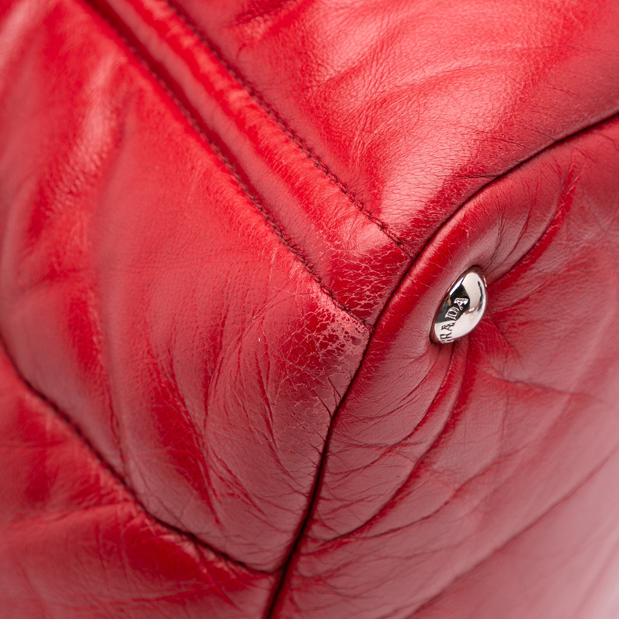 Prada | Pre-Owned Nappa Bomber Satchel | Red